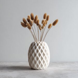 Vase géométrique imprimé en 3D | Décor à motif diamant