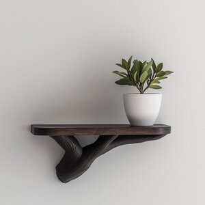 Étagère murale branche d'arbre imprimée en 3D | Aspect bois foncé