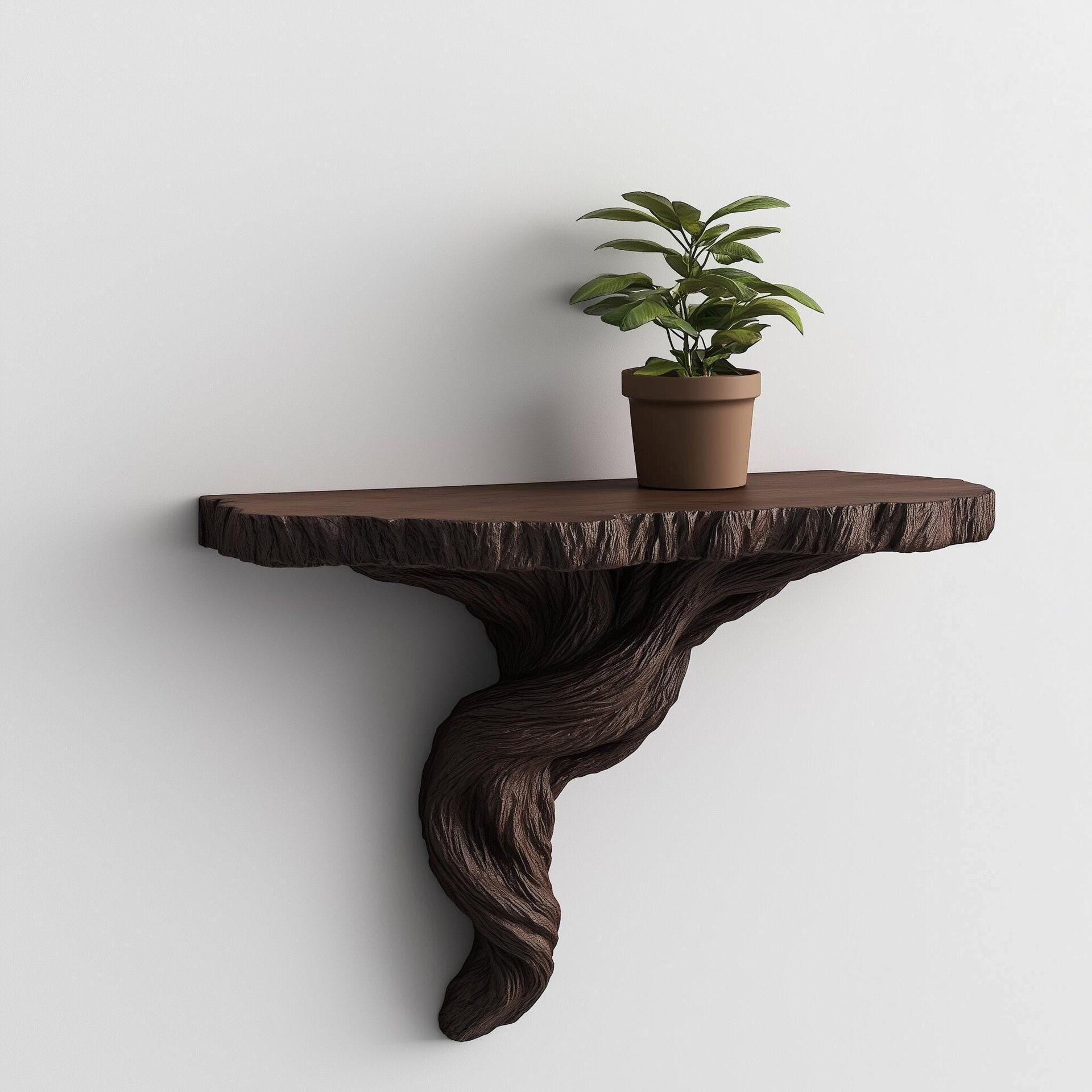 Étagère murale racine d'arbre imprimée en 3D | Tablette flottante organique