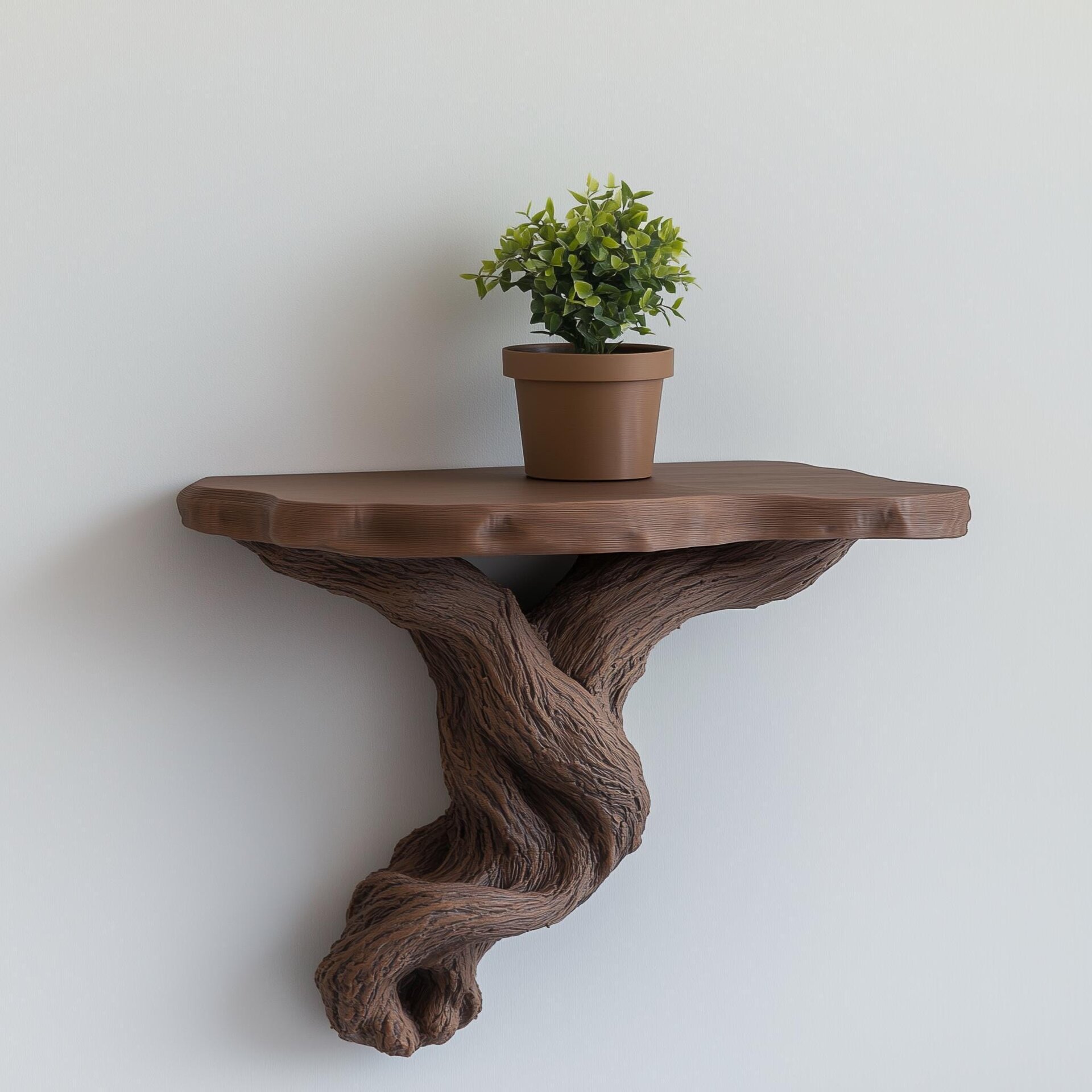 Étagère flottante racine d'arbre imprimée en 3D | Tablette murale rustique