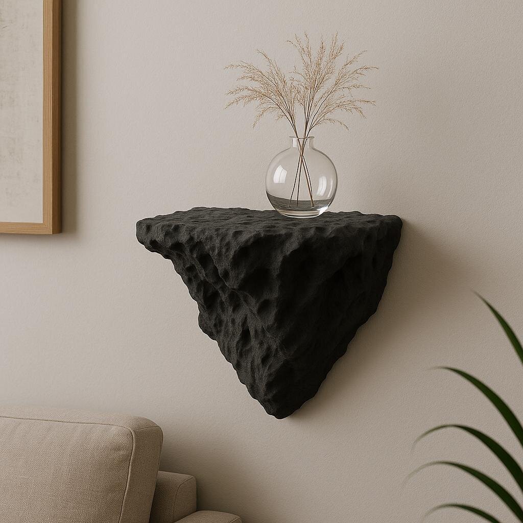 Étagère murale rocher imprimée en 3D | Tablette flottante géométrique