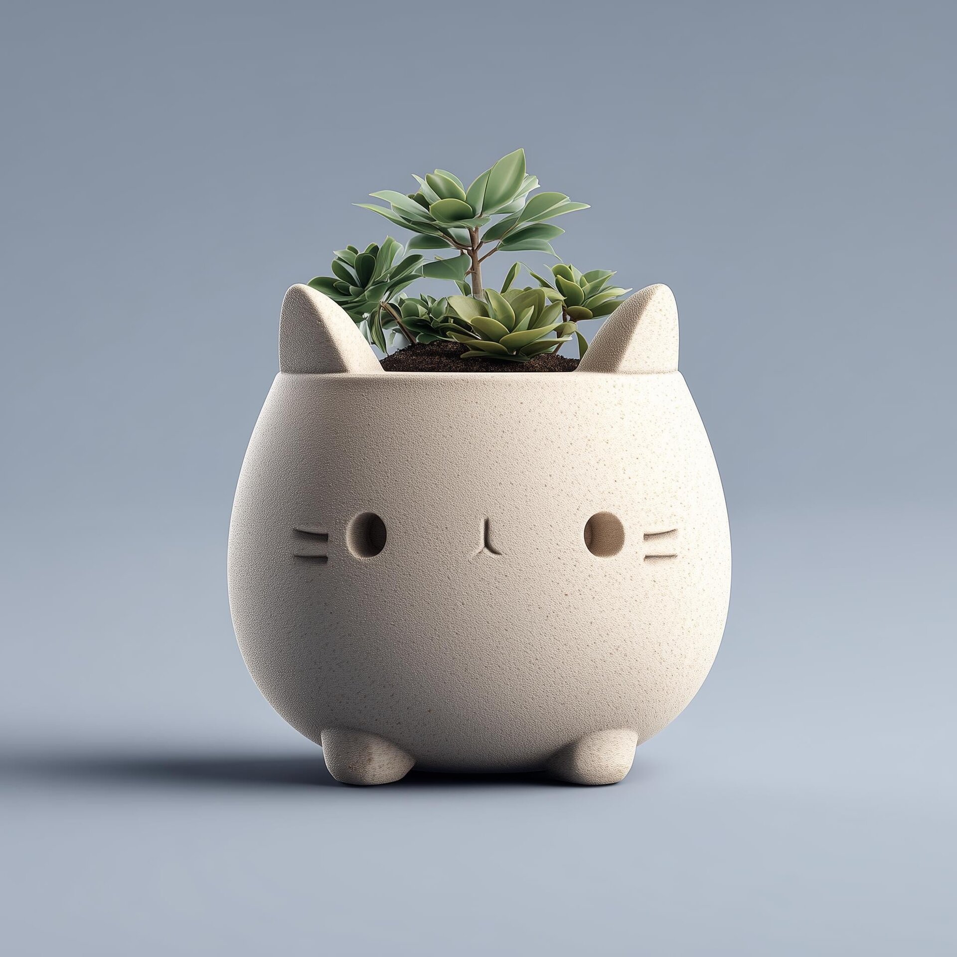 Cache-pot chat imprimé en 3D | Pot à succulentes kawaii