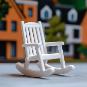Fauteuil à bascule à lattes imprimé en 3D 1:12