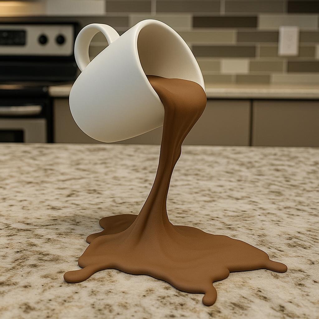 Tasse à café flottante renversée | Illusion imprimée en 3D
