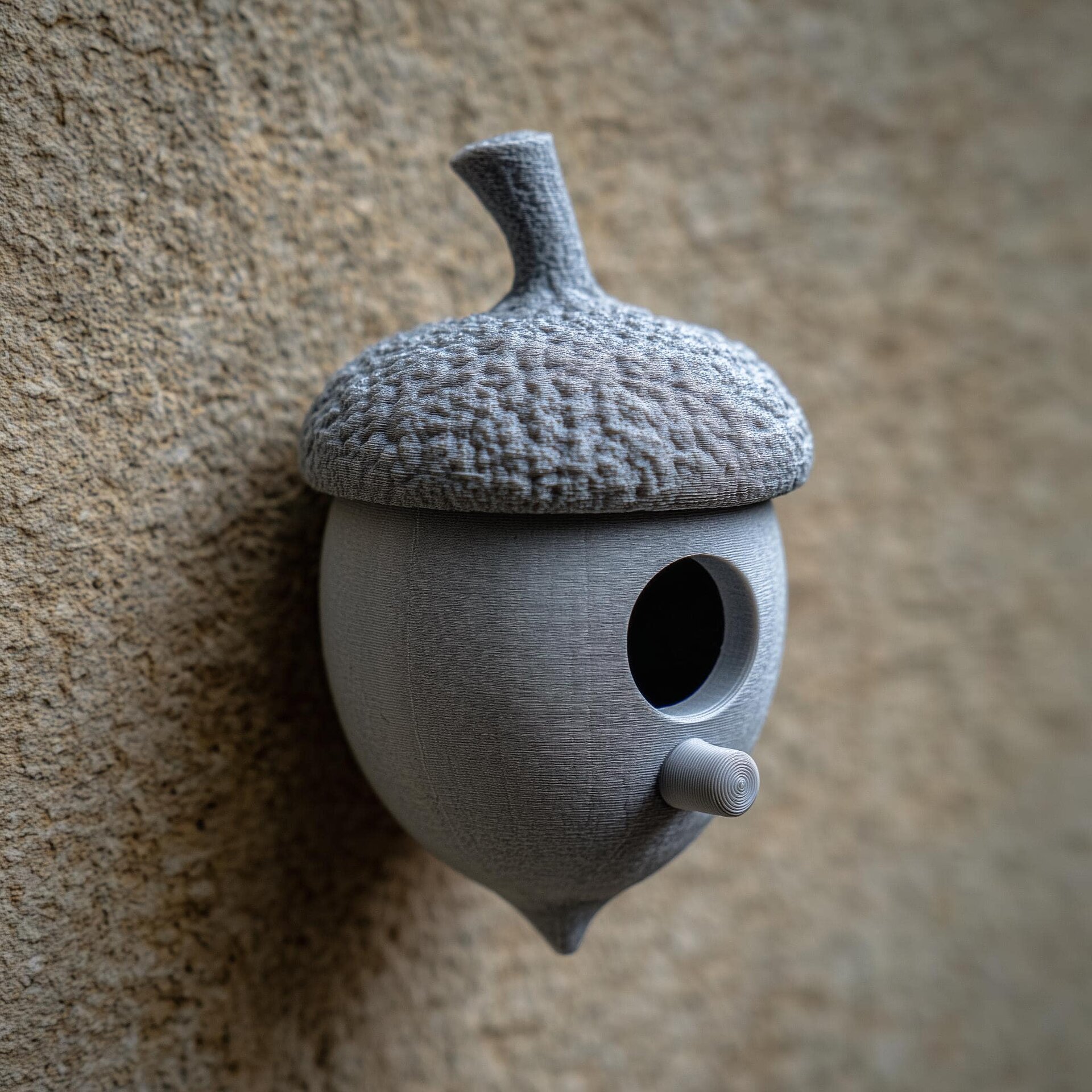 Nichoir décoratif imprimé en 3D en forme de gland avec rangement caché