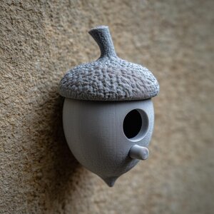 Nichoir décoratif imprimé en 3D en forme de gland avec rangement caché