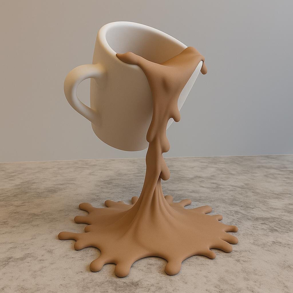 Sculpture de café renversé flottant imprimée en 3D