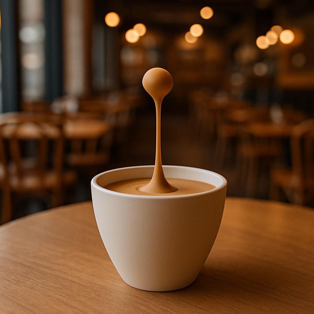 Sculpture espresso flottant imprimée en 3D