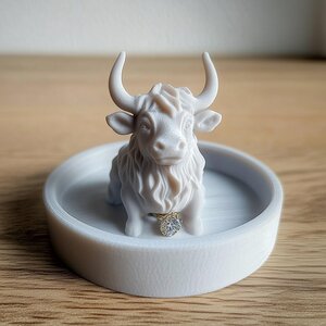 Coupelle à bijoux vache Highland imprimée en 3D
