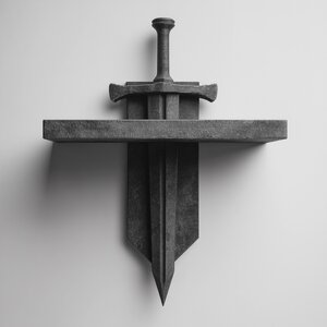 Étagère murale avec épée amovible imprimée en 3D