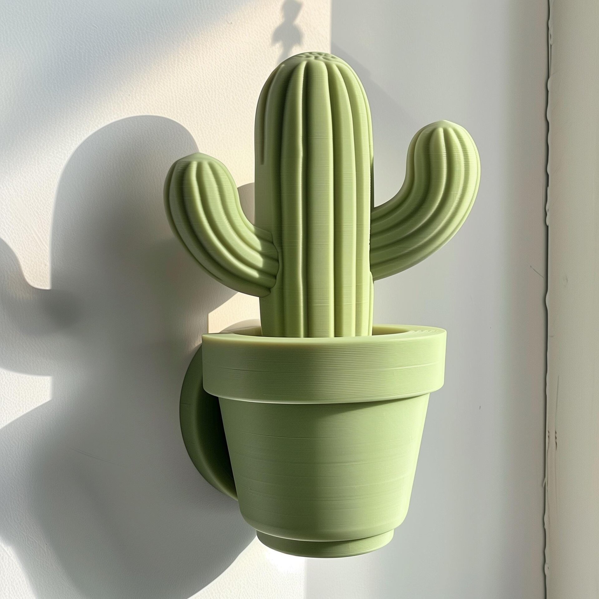 Sculpture murale de cactus minimaliste imprimée en 3D