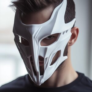 Masque de cosplay futuriste blanc imprimé en 3D