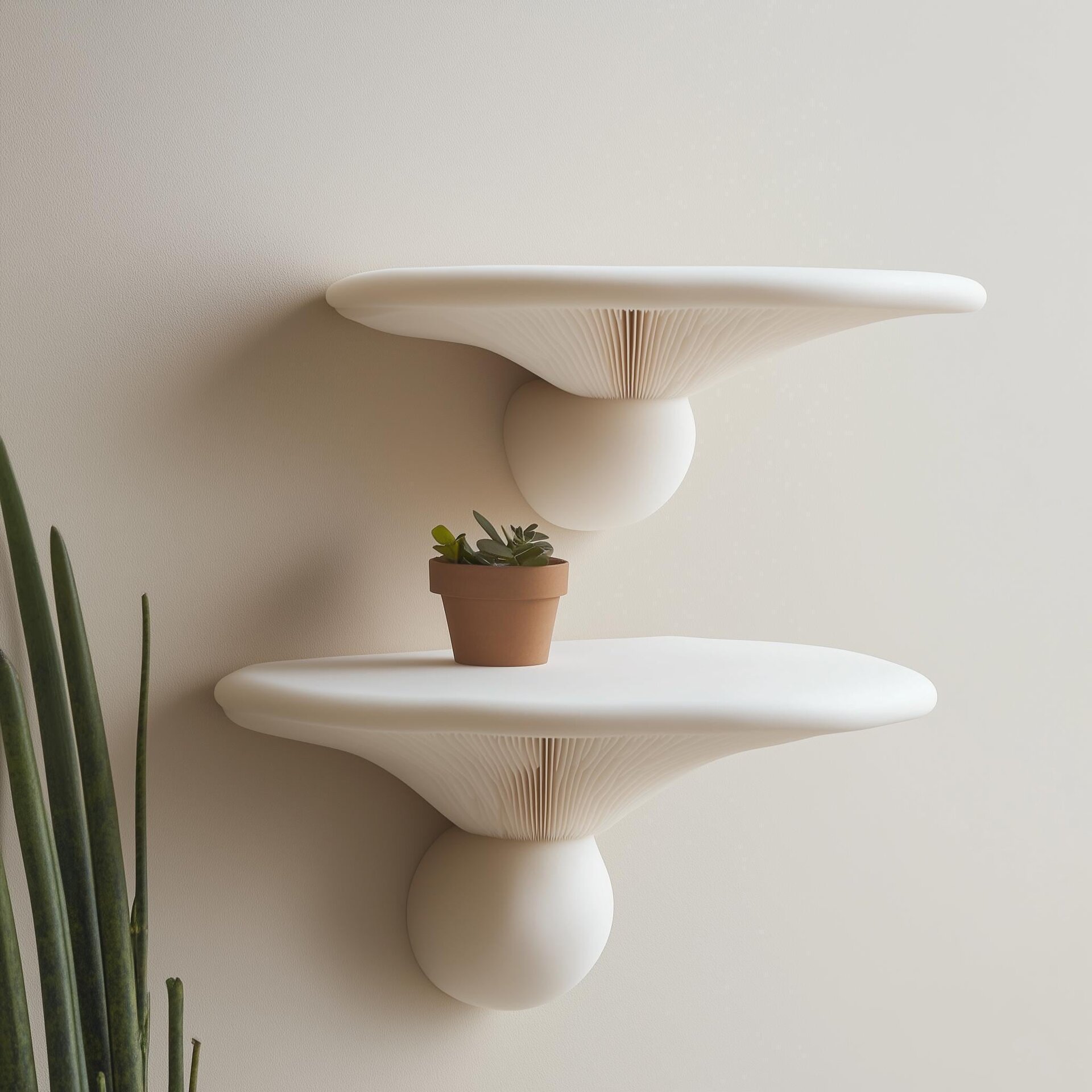 Paire d'étagères champignon couleur de miel imprimées en 3D