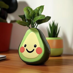 Cache-pot avocat souriant imprimé en 3D
