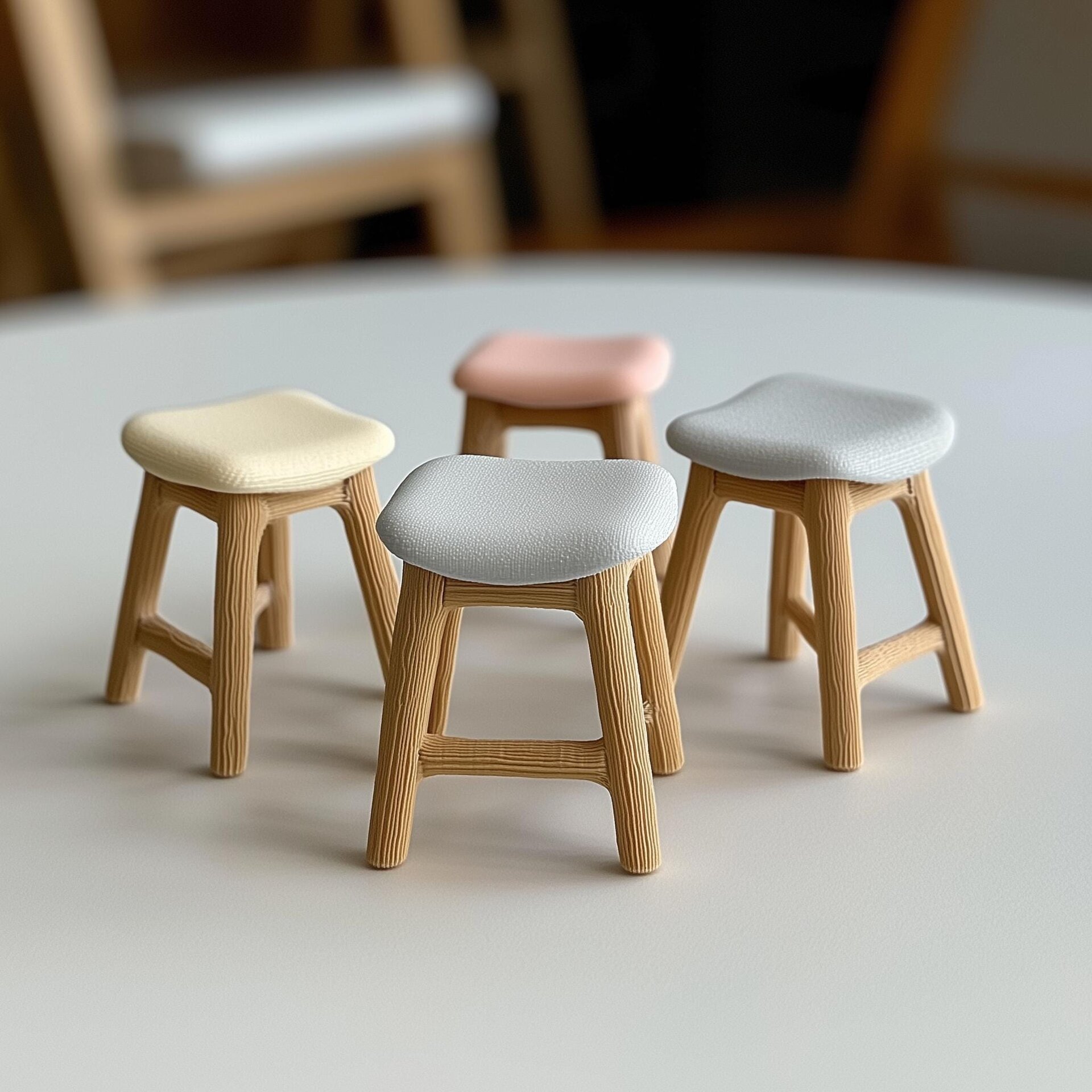 Tabourets de maison de poupée imprimés en 3D 1:12, lot de 4