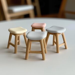 Tabourets de maison de poupée imprimés en 3D 1:12, lot de 4