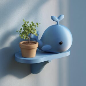 Étagère murale imprimée en 3D baleine pour chambre d'enfant