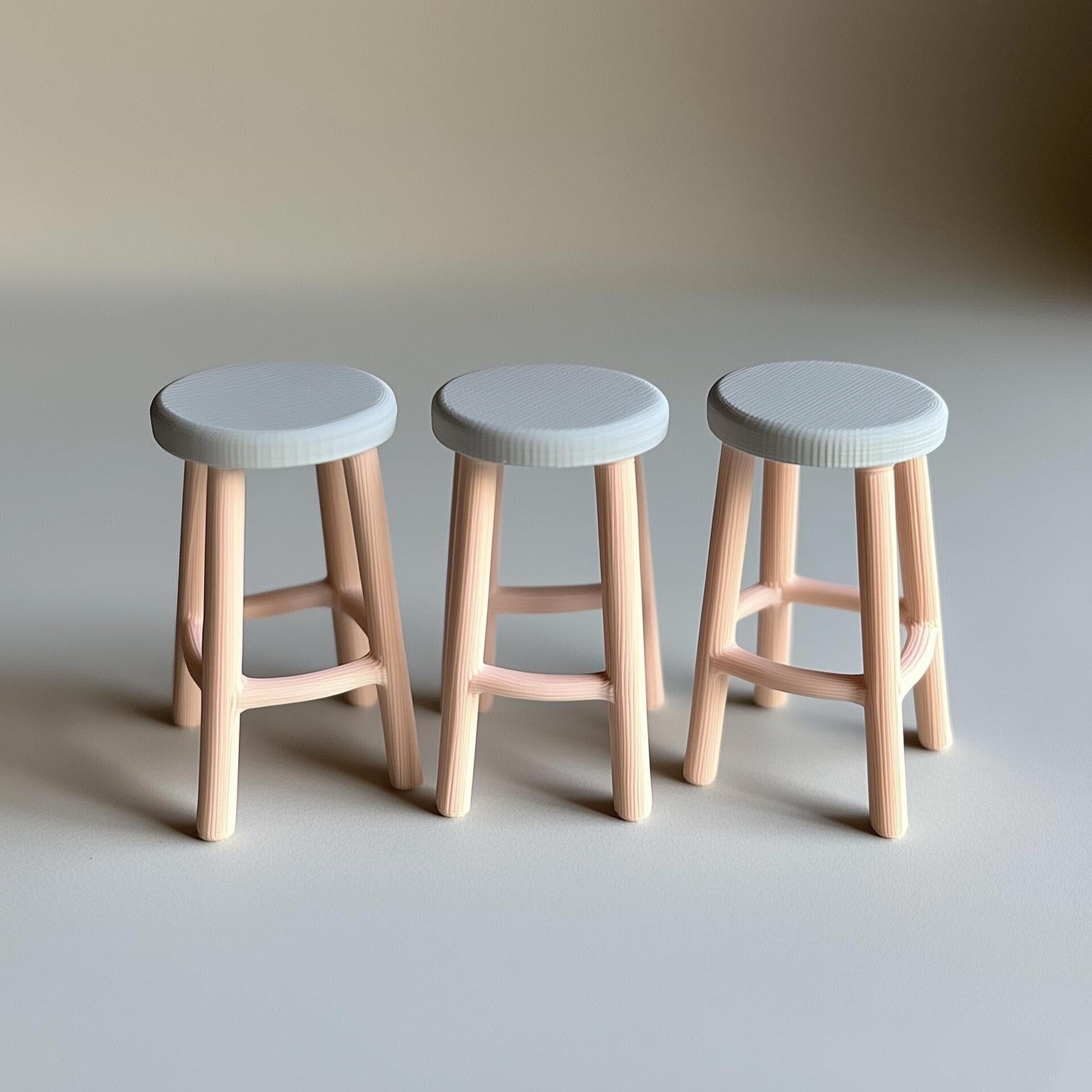 Tabourets de bar imprimés en 3D 1:12, lot de 3