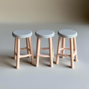 Tabourets de bar imprimés en 3D 1:12, lot de 3