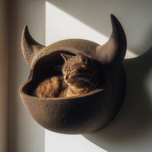 Lit-étagère murale pour chat à cornes imprimé en 3D