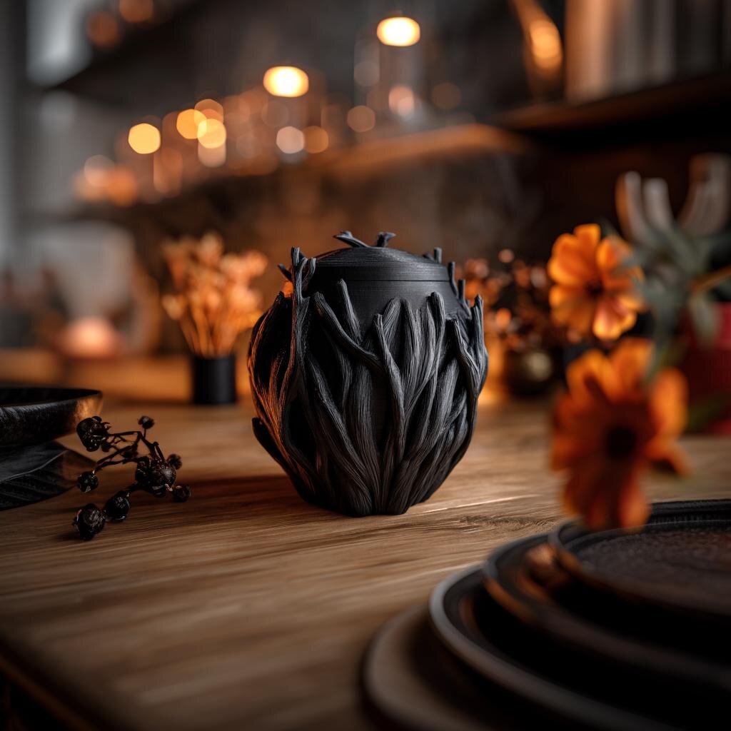 Urne commémorative Forêt sombre | Objet souvenir imprimé en 3D
