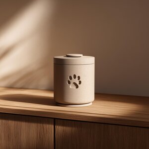 Urne commémorative cylindrique pour animal | Empreinte de patte 3D