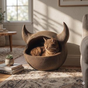 Lit-grotte pour chat à cornes imprimé en 3D