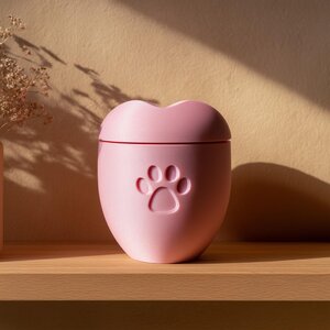Urne commémorative cœur et patte pour animal imprimée en 3D | Récipient souvenir