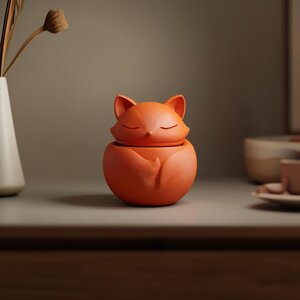Urne commémorative renard endormi imprimée en 3D