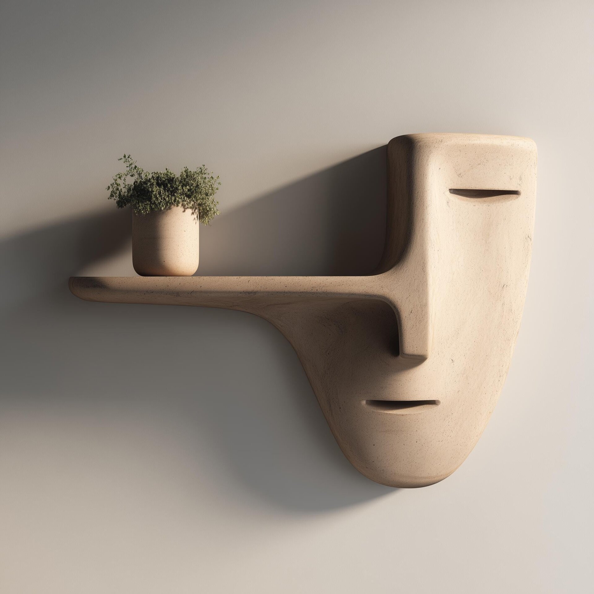 Étagère murale visage surréaliste au long nez imprimée en 3D