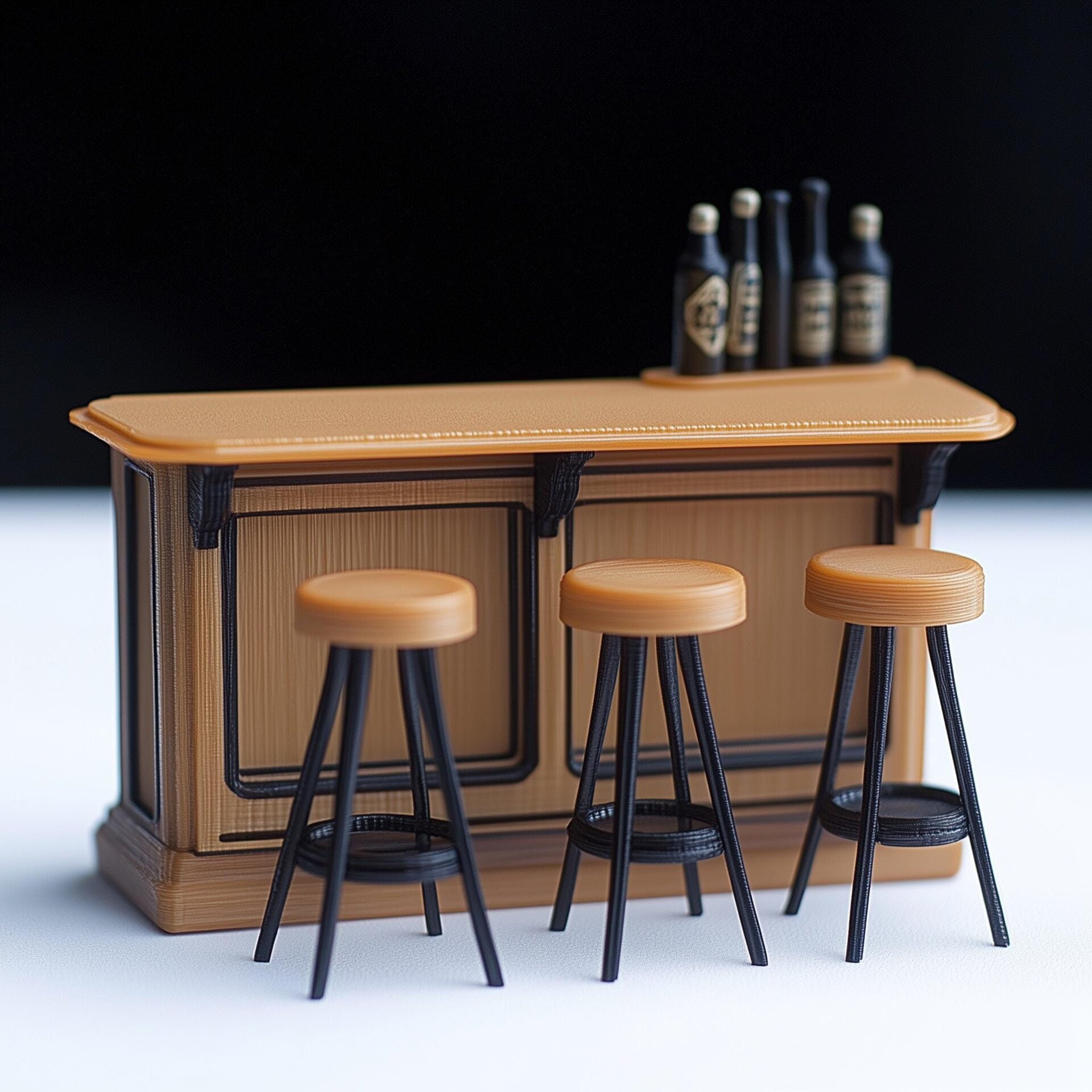 Ensemble de comptoir de bar miniature 1:12 | Maison de poupée imprimée en 3D