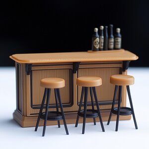 Ensemble de comptoir de bar miniature 1:12 | Maison de poupée imprimée en 3D