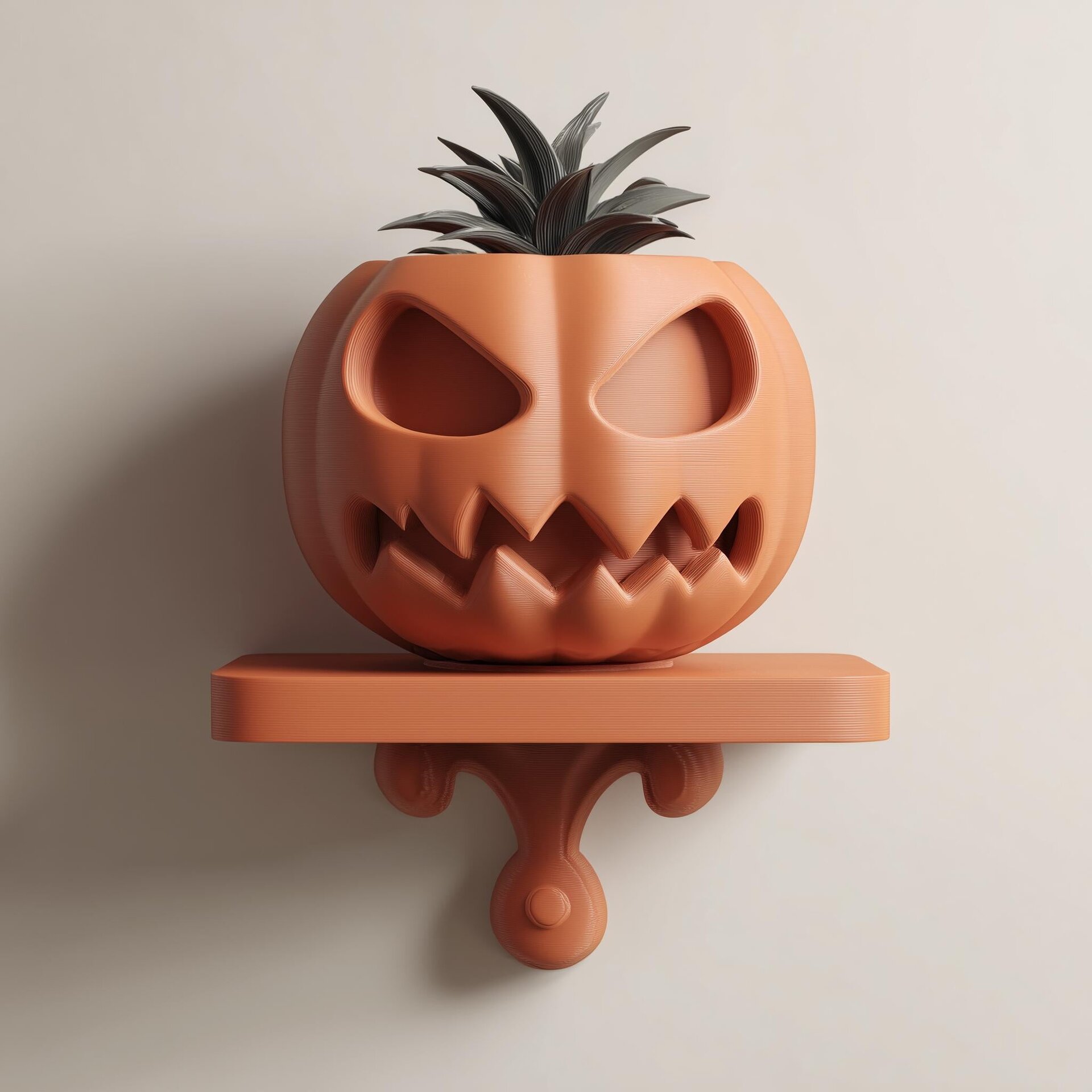 Étagère murale à cache-pot citrouille arrondie imprimée en 3D