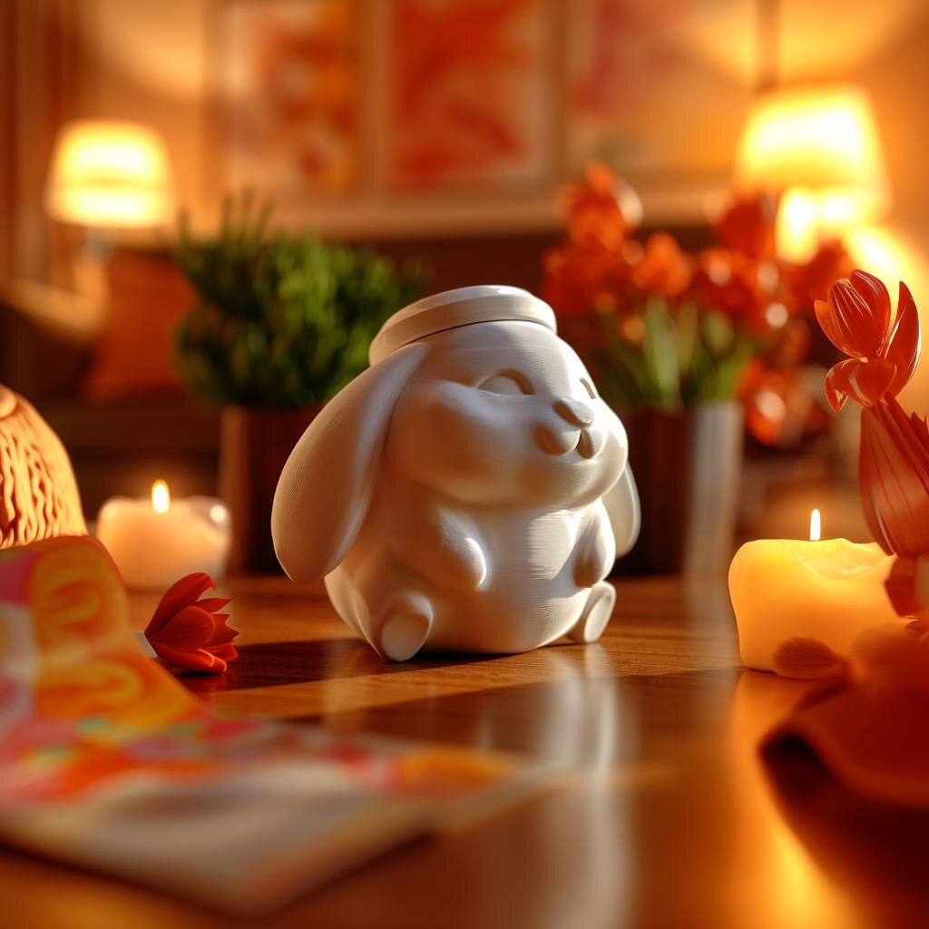 Urne commémorative lapin endormi imprimée en 3D