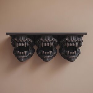 Étagère murale à trois figures imprimée en 3D | Tablette d'exposition fantastique