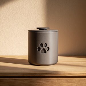 Urne commémorative cylindrique pour animal | Symbole de patte 3D