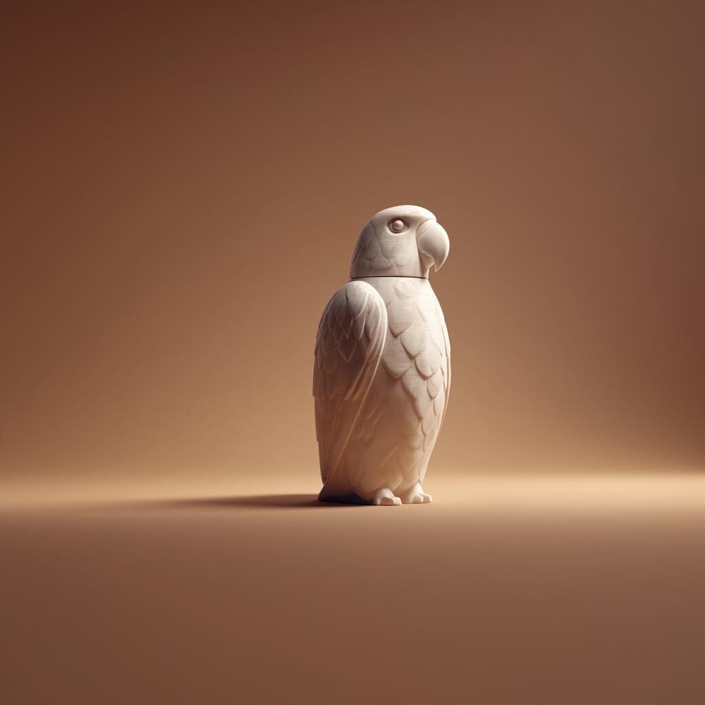 Urne commémorative perroquet détaillée imprimée en 3D