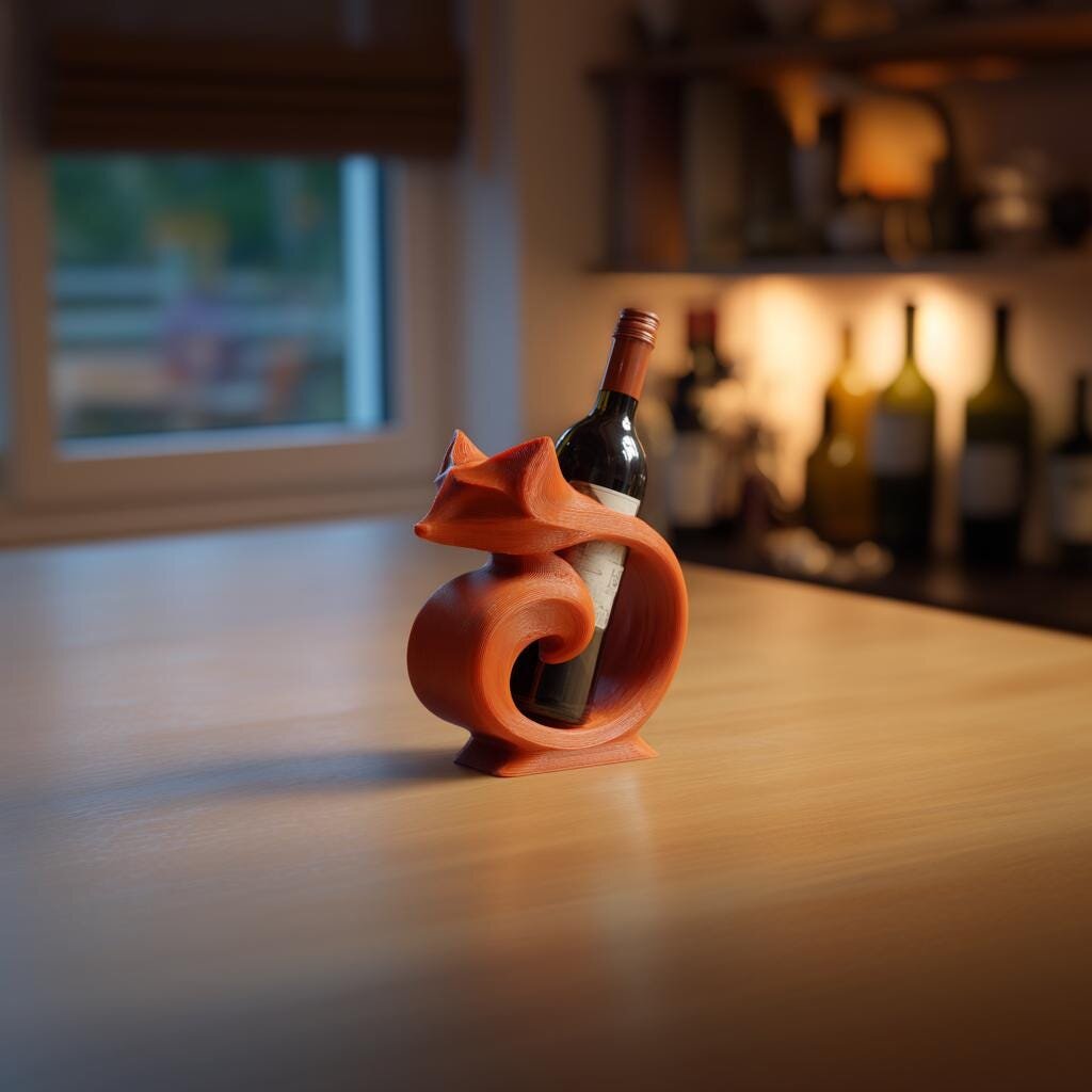 Porte-bouteille renard imprimé en 3D | Présentoir à queue enroulée