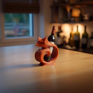 Porte-bouteille renard imprimé en 3D | Présentoir à queue enroulée