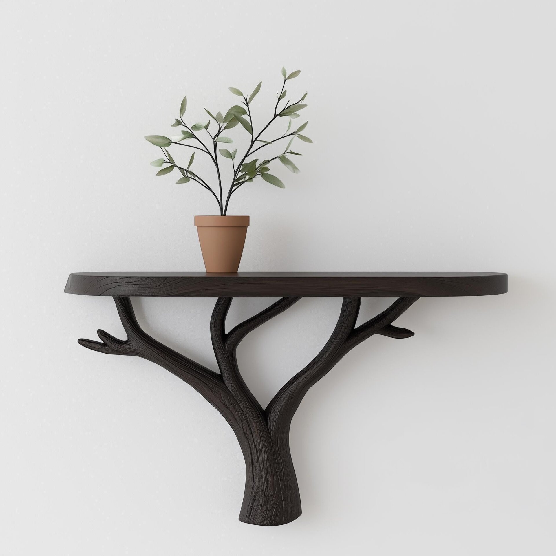 Étagère murale branche d'arbre imprimée en 3D | Tablette flottante nature