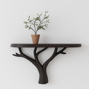 Étagère murale branche d'arbre imprimée en 3D | Tablette flottante nature