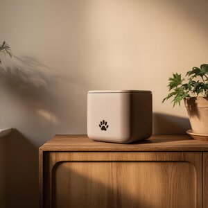 Urne commémorative carrée pour animal | Boîte empreinte de patte imprimée en 3D
