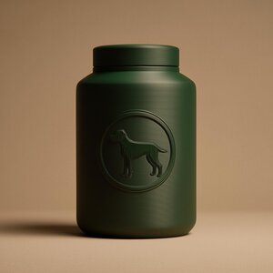 Urne commémorative emblème chien imprimée en 3D