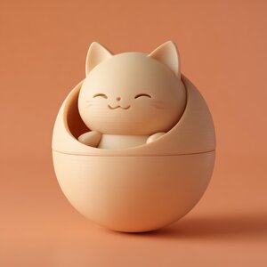 Urne commémorative boule chat kawaii imprimée en 3D