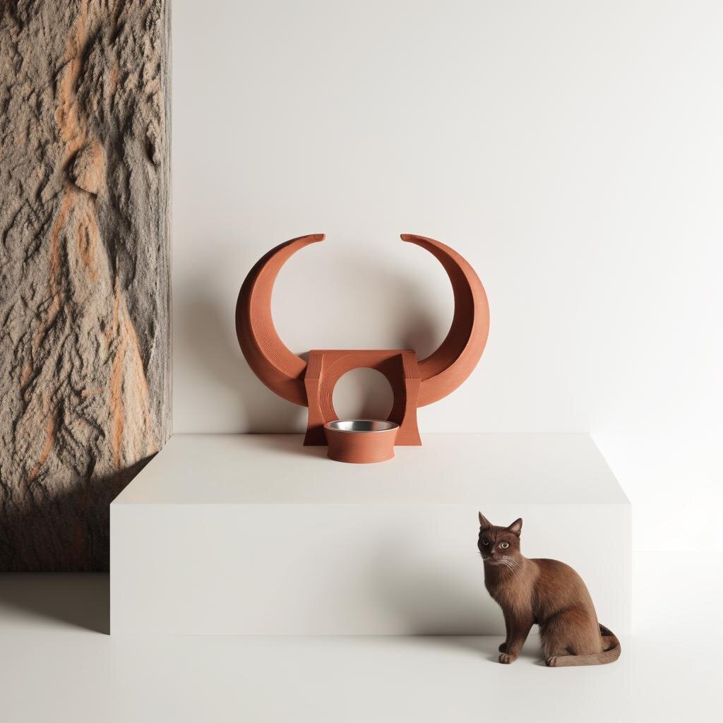 Support à gamelle à cornes pour animaux imprimé en 3D | Support surélevé fantastique
