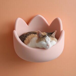 Lit mural pour chat couronne imprimé en 3D | Chaise longue flottante kawaii