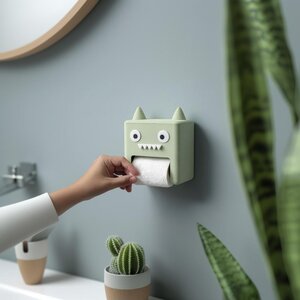 Porte-papier toilette monstre cornu imprimé en 3D | Fixation murale