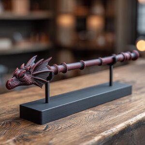 Baguette magique tête de dragon imprimée en 3D avec support | Accessoire de cosplay