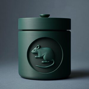 Urne commémorative médaillon souris imprimée en 3D