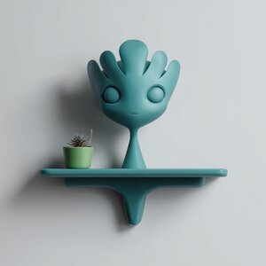 Étagère murale créature fantastique imprimée en 3D | Tablette d'exposition à personnage